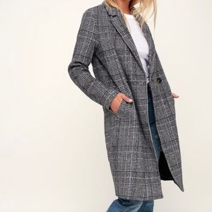 Lulus Black/White Beautiful Plaid Coat